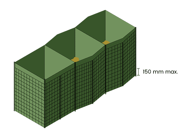 Fill maximum 150 mm height at the initial filling.
