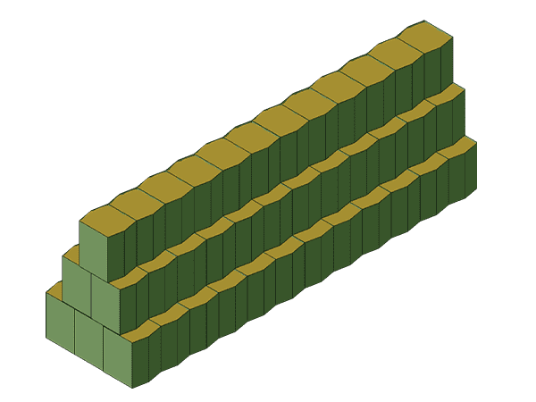 A pyramid type higher walls defensive barrier.
