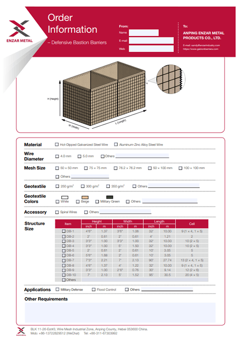 A cover of defensive bastion barrier order information
