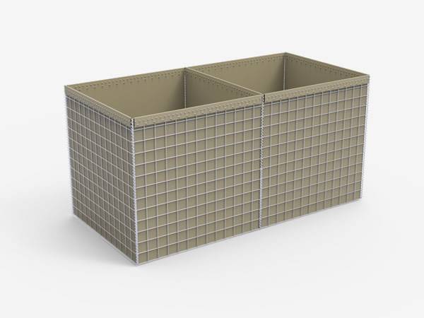 A defensive bastion barrier with beige color geotextile.
