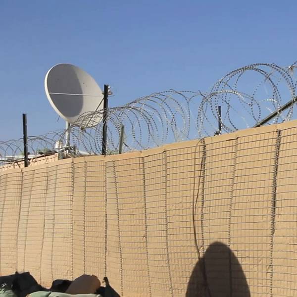 Several defensive barriers are installed in the military site.