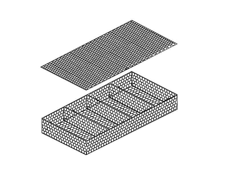 Un dessin de matelas gabion sur fond blanc.