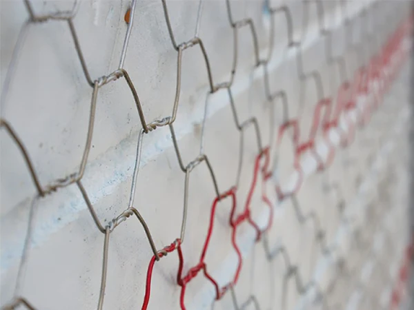 Stucco netting with red raised ribs.